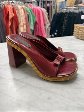 Bronx 90's Vintage Red Leather Heeled Mules Size 39